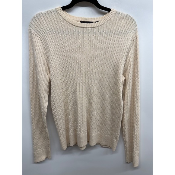 Jeanne Pierre Womens Cream Classic Cable Knit Fisherman Sweater Large NWOT - Picture 2 of 8
